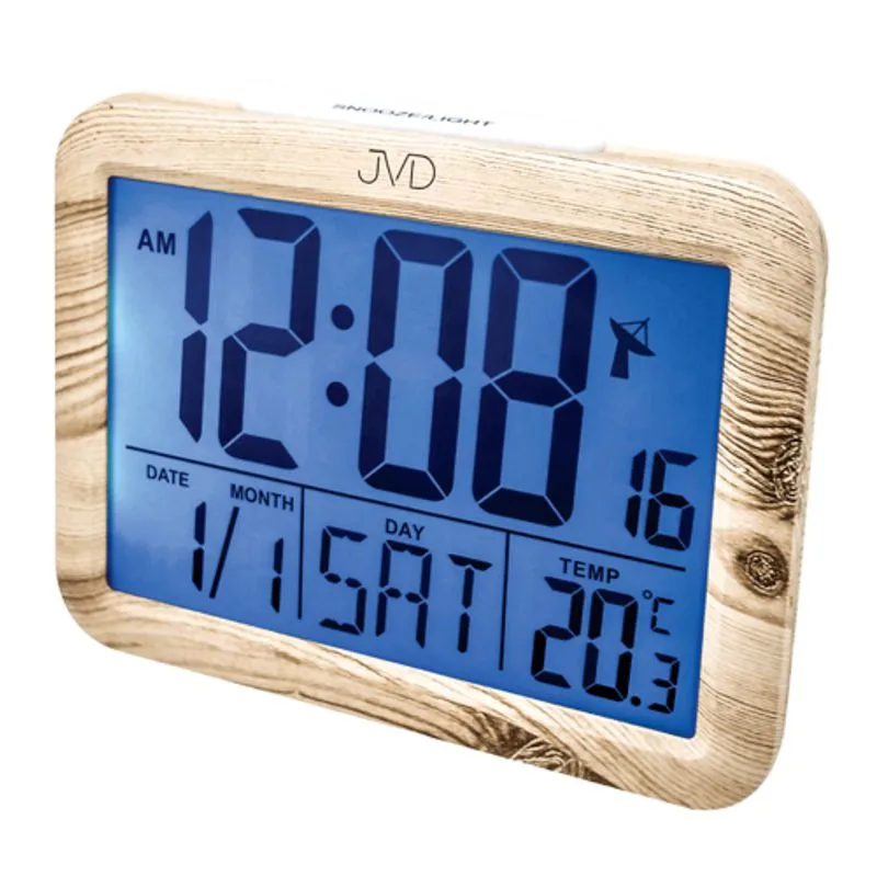 Digitální rádiem řízený budík JVD RB27.1 - imitace dřeva