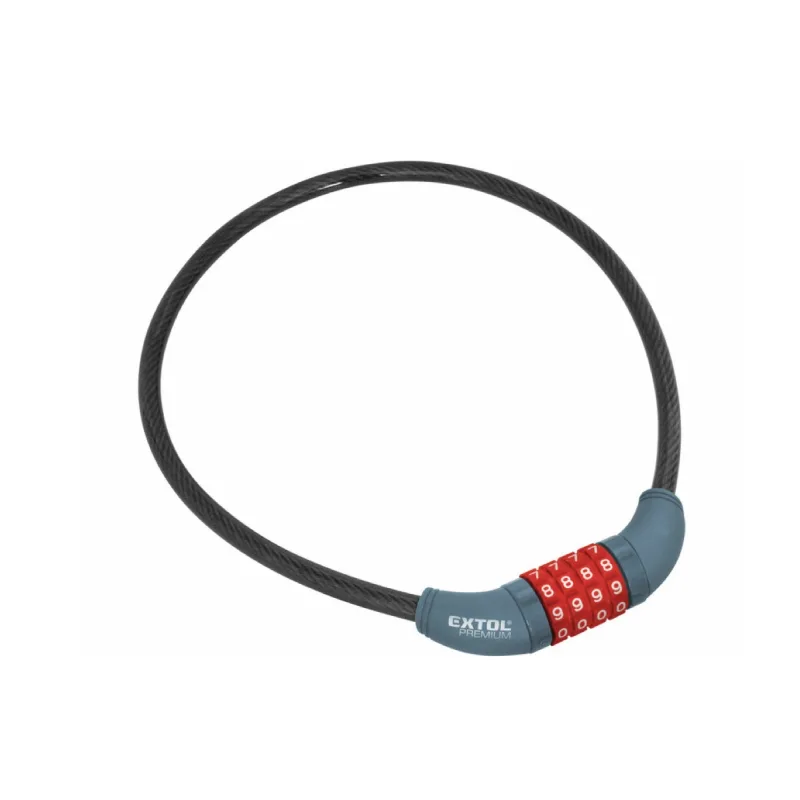 Zámok na bicykel číselný kód, ⌀10mm x 650mm, 4-miestny kód, EXTOL PREMIUM