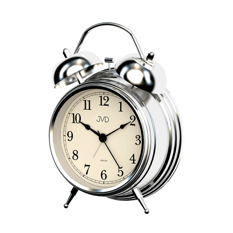 JVD Stříbrný analogotvý netikající ručkový budík JVD SRP2217.1