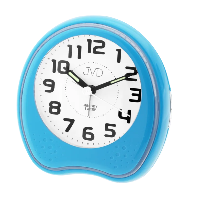 JVD Modrý dětský netikající tichý analogový budík JVD sweep SRP130.7