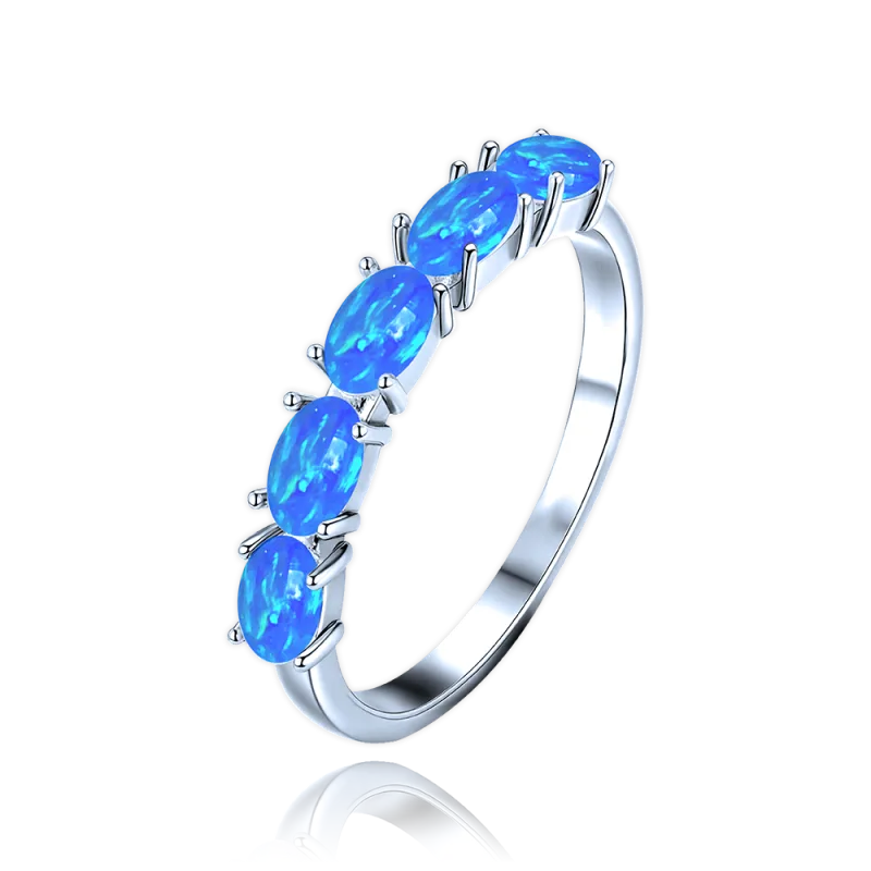 MINET Stříbrný prsten s modrými opálky vel. 54 JMAS0295BR54