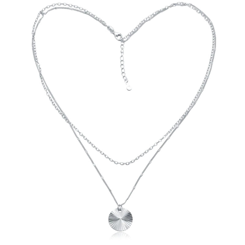 MINET Dvojitý stříbrný náhrdelník s broušeným přívěskem JMAN0574SN48