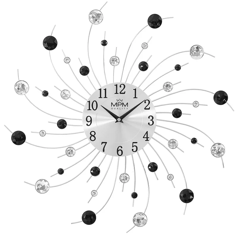 MPM Nástěnné kovové hodiny paprskovitého vzhledu s designovými prvky MPM Starlino E04.4283.70