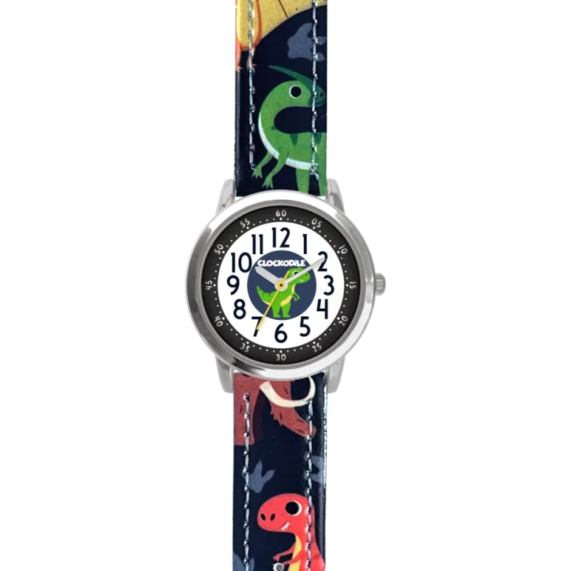 CLOCKODILE Dětské svítící modré chlapecké dětské hodinky DINOSAUŘI CWB0100