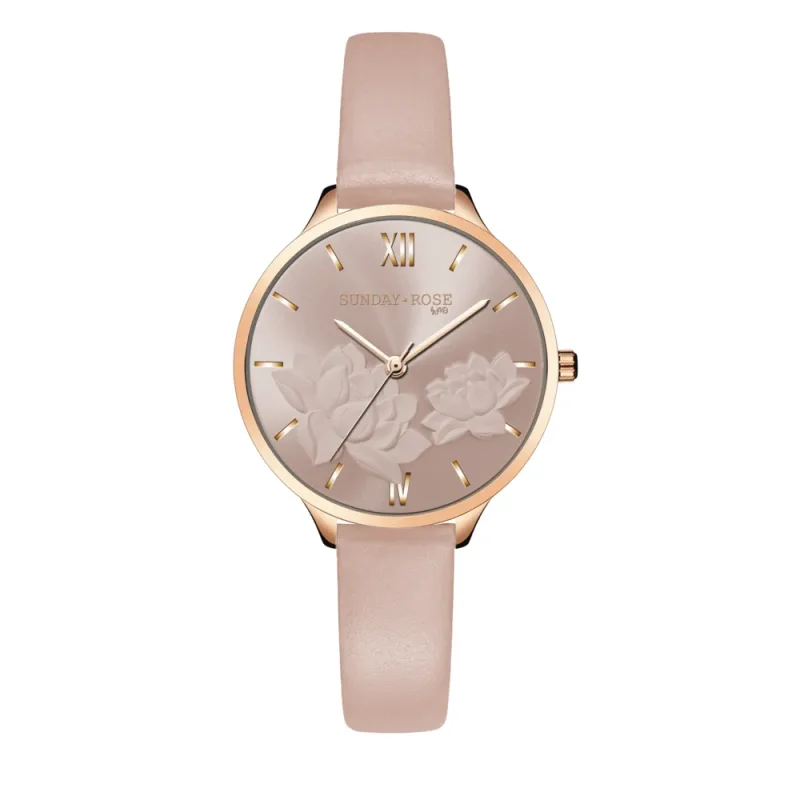 SUNDAY ROSE Dámské luxusní designové hodinky SUNDAY ROSE Fashion Pastel Pink SUN-F17