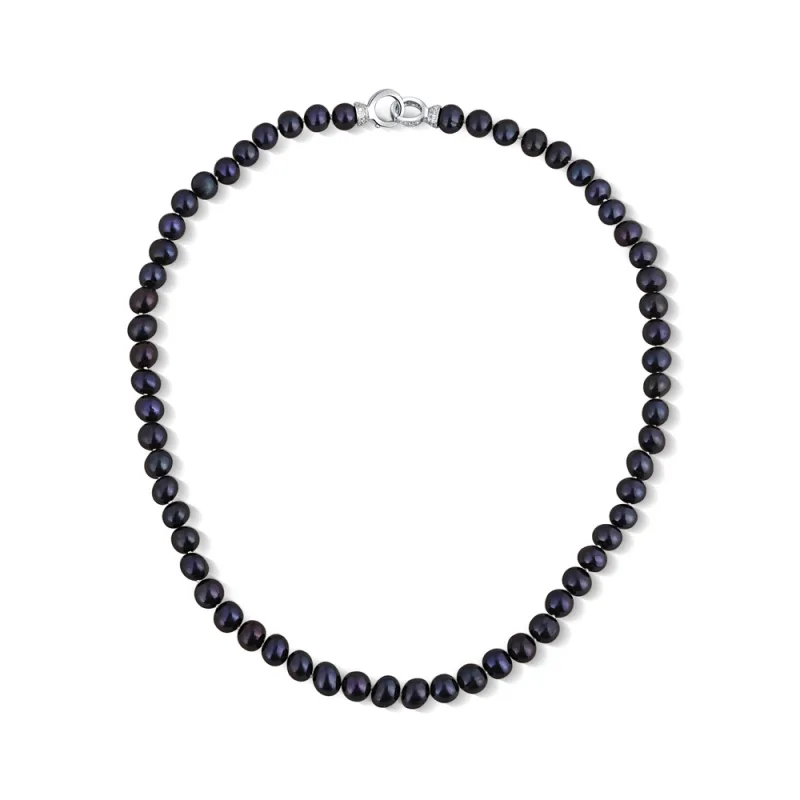 JVD Dámský stříbrný náhrdelník s černými perlami SVLN0010SD2P350