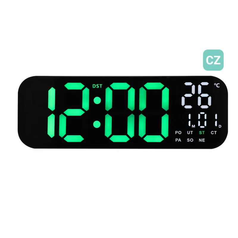 JVD Digitální černé hodiny s LED zelenými číslicemi JVD DH9016.1