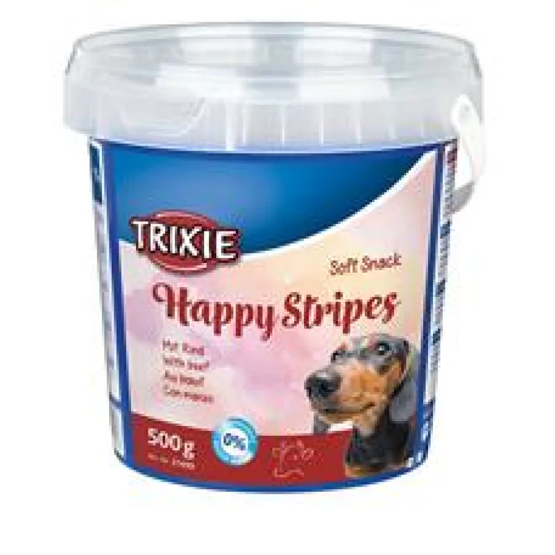 Soft Snack Happy Stripes - hovězí pásky, kyblík 500 g