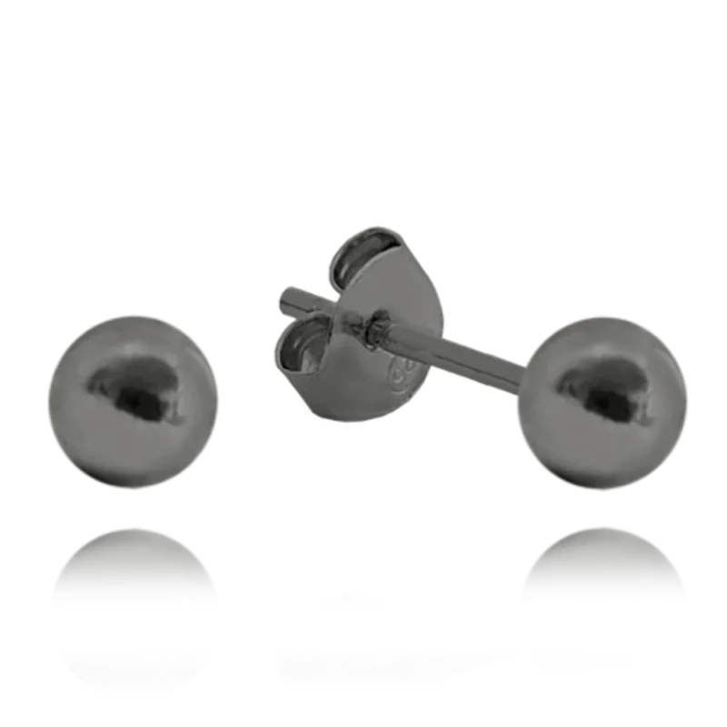 MINET Černé stříbrné náušnice KULIČKY 5 mm