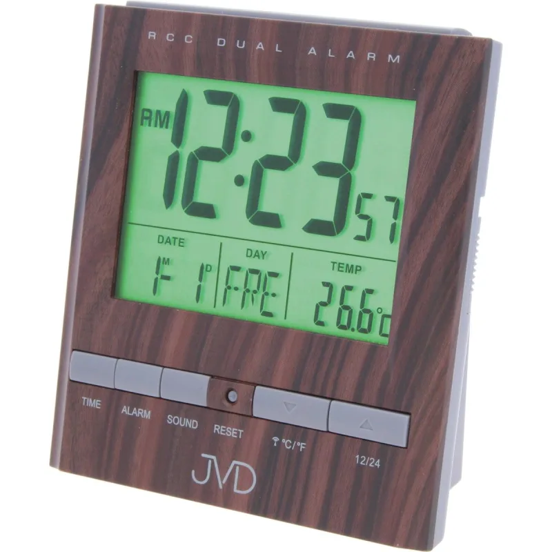 Rádiem řízený digitální budík JVD RB92.3 s měřením vnitřní teploty