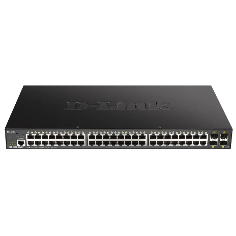 D-Link DGS-1250-52XMP 52-portový gigabitový inteligentný PoE switch, 48x…