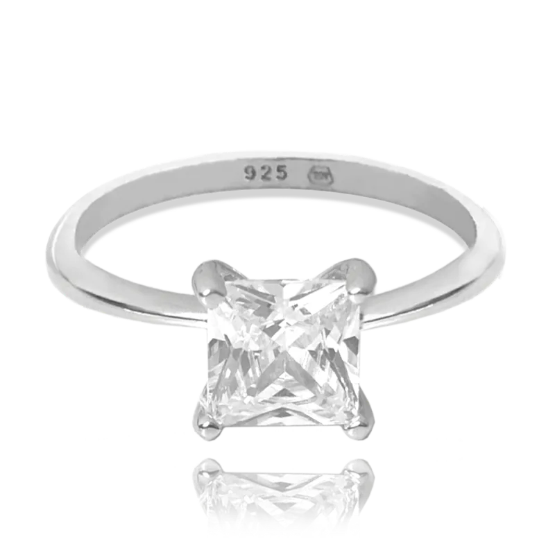 MINET Stříbrný prsten s velkým bílým zirkonem vel. 53 JMAN0310SR53