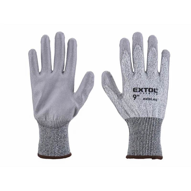 Rukavice polyesterové polomáčané v polyuretáne, 9", EXTOL PREMIUM