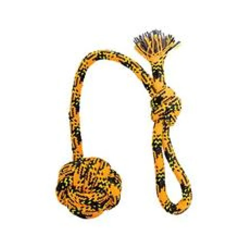 Vrhací bavlněné lano s míčem HipHop ROPE neon oranžová, černá, žlutá ø 7cm / 48 cm
