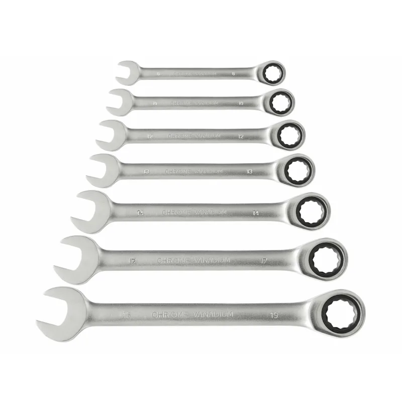 Kľúče očko-vidlicové, račňové, 72 zubov, 7-dielna sada, 8-19mm, EXTOL PREMIUM