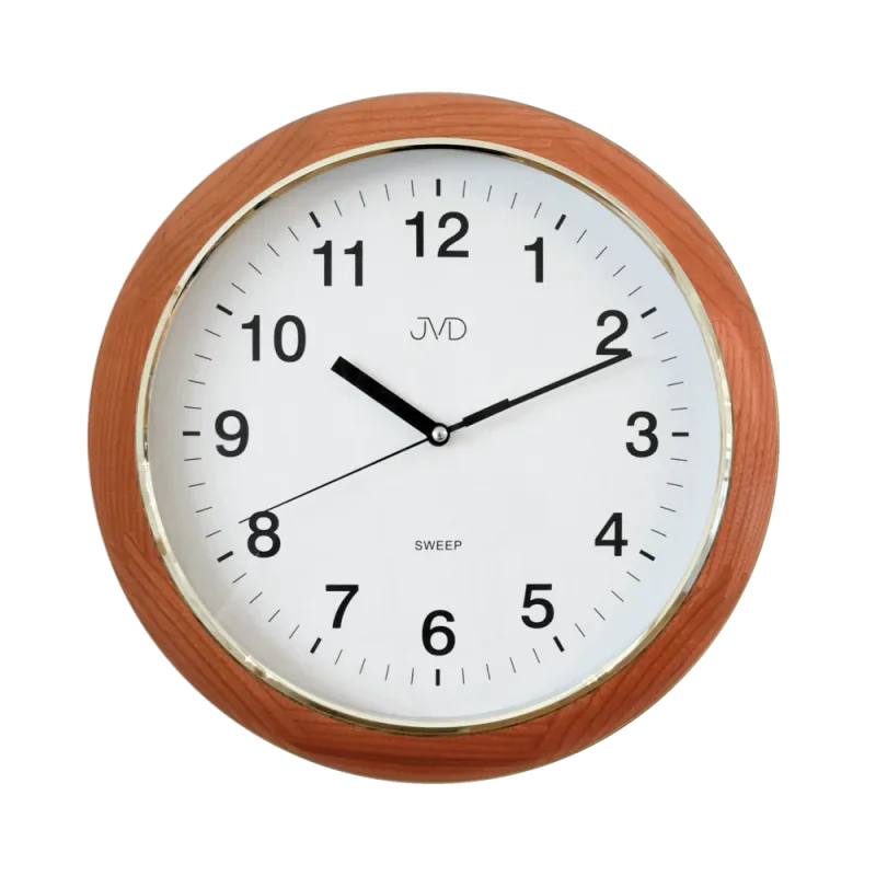 JVD Kulaté dřevěné netikající tiché nástěnné hodiny JVD NS19040/23