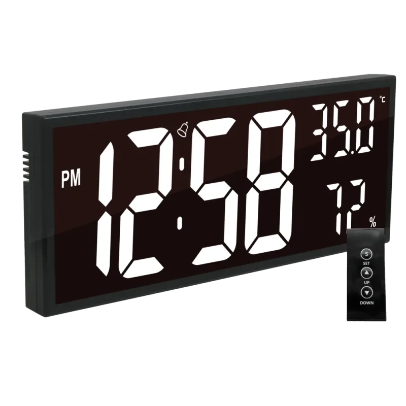 JVD Digitální černé nástěnné hodiny s LED podsvícením bílé číslice JVD DH309.1