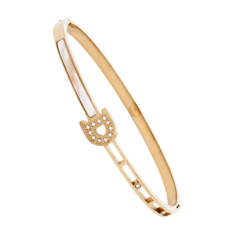 JVD Dámský pevný ocelový rose gold náramek se zirkony JGB15RXL