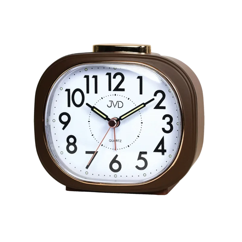 JVD Hnědý tichý ručkový budík s plynulým chodem JVD SRP2010.1