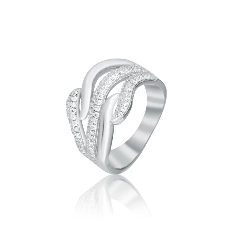 JVD Dámský mohutný stříbrný prsten se zirkony ryz. 925/1000 SVLR1326XE9BI58
