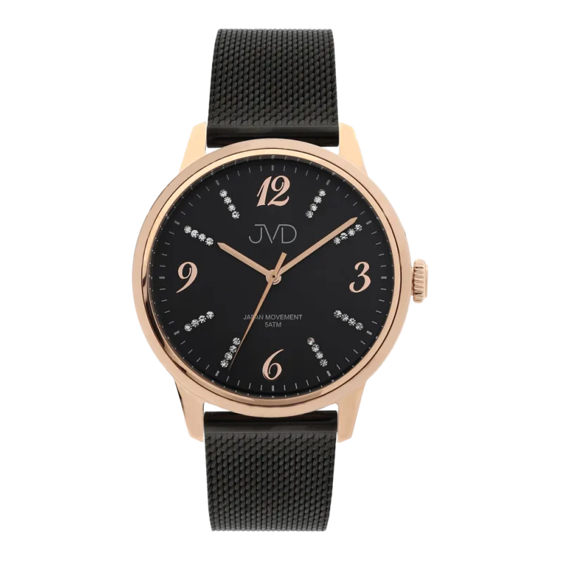 JVD Dámské luxusní černé náramkové hodinky JVD J1124.3
