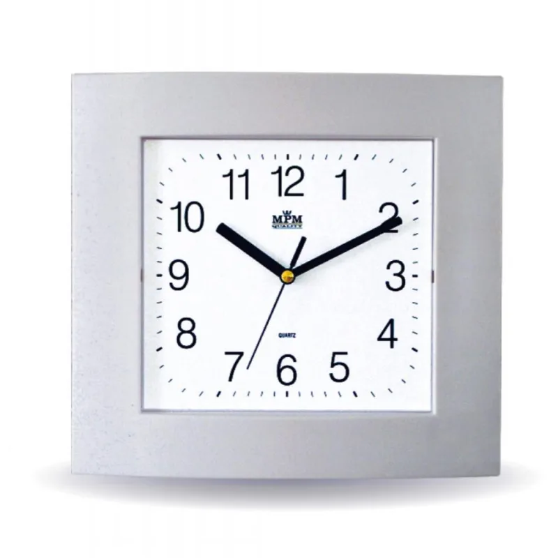 MPM Hranaté bílé nástěnné hodiny MPM E01.2461
