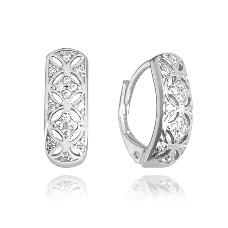 MINET Luxusní stříbrné náušnice s bílými zirkony