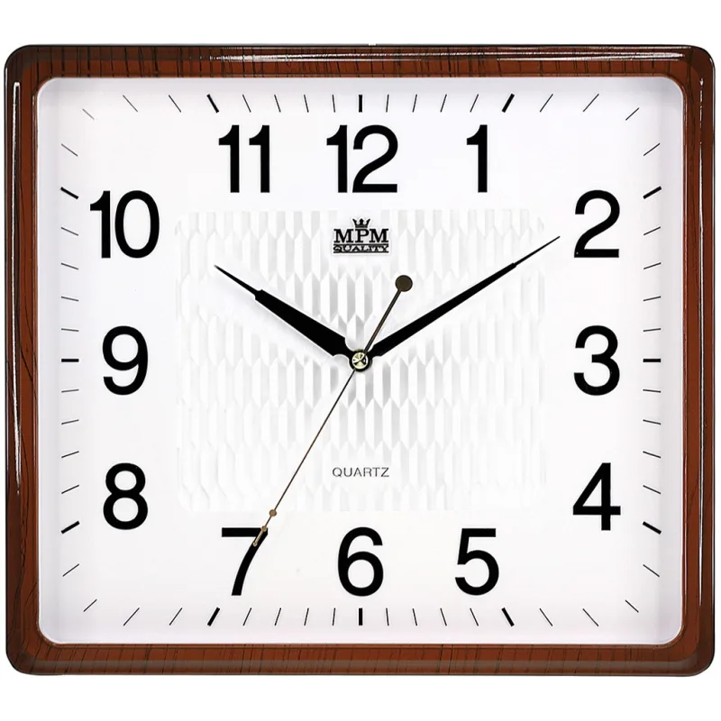 MPM Hnědé hranaté hodiny (imitace dřeva) MPM E01.2929