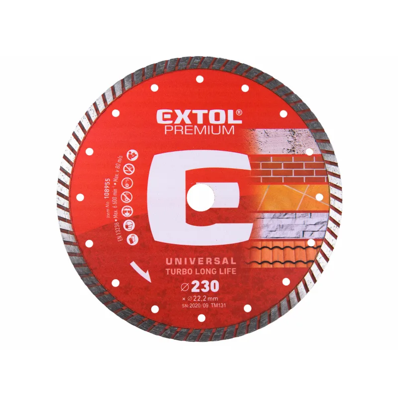 Diamantový rezný kotúč Turbo plus, Ø230mm, EXTOL PREMIUM
