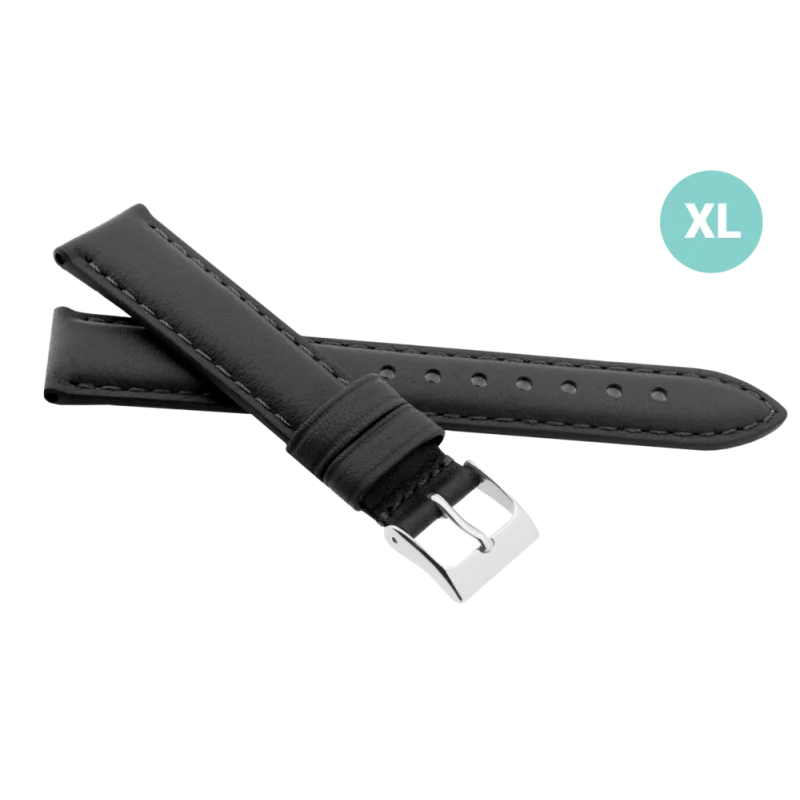 JVD Kožený unisex černý řemínek na hodinky R41301/12XL