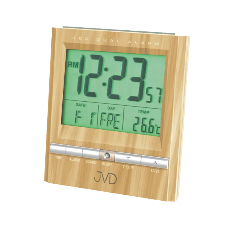 JVD Rádiem řízený digi budík JVD RB92.4 s měřením vnitřní teploty