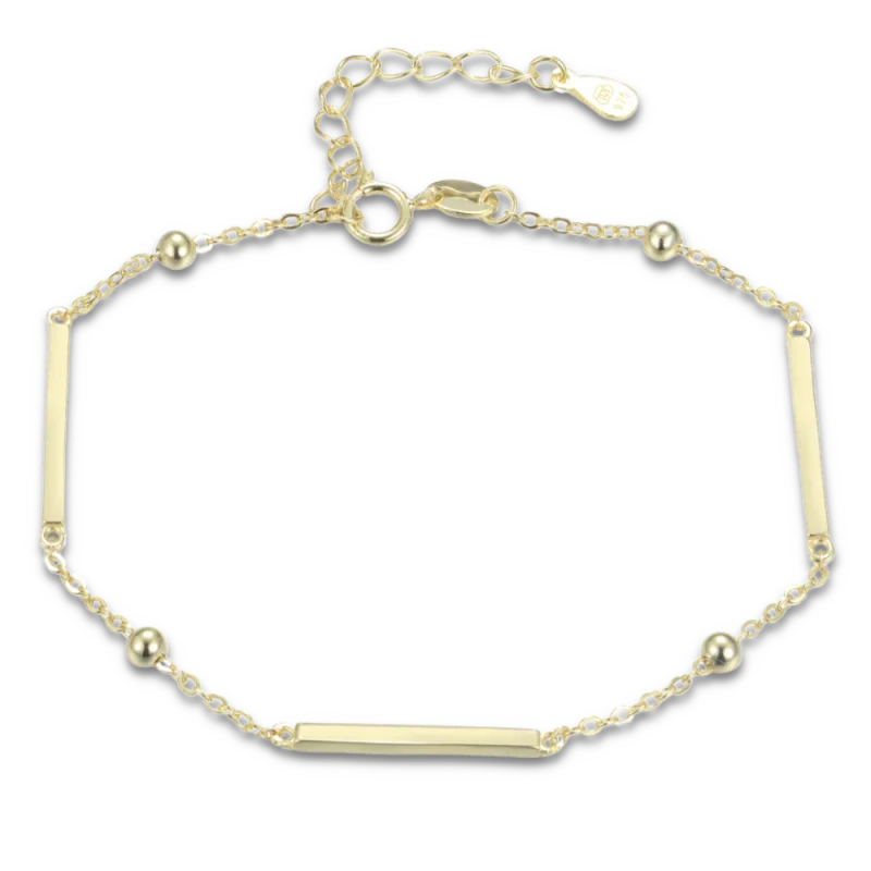 MINET Pozlacený stříbrný náramek s tyčkami, kuličkami JMAS0303GB16