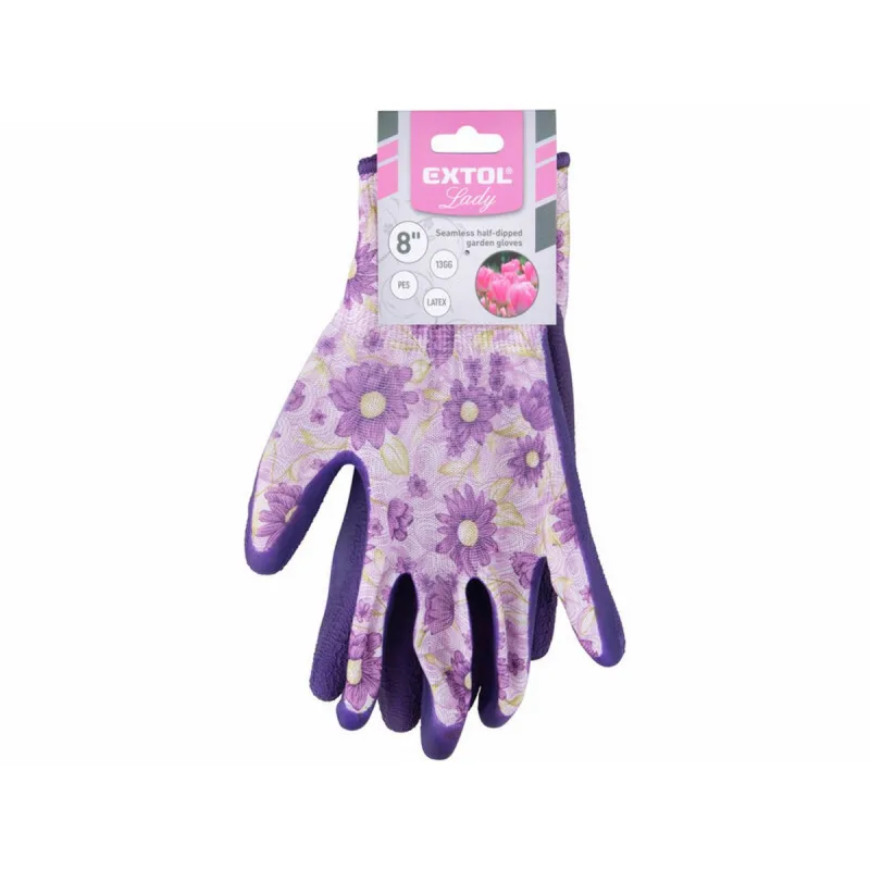 Rukavice polyesterové polomáčané v latexe, 8", EXTOL PREMIUM