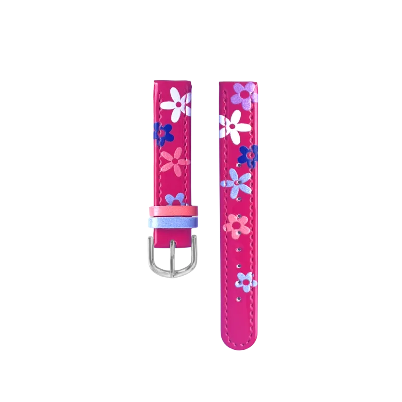 CLOCKODILE Růžový řemínek k dětským hodinkám kytky CSG5203