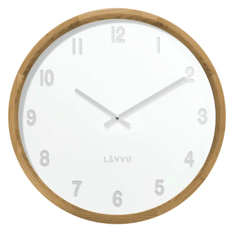 Světlé dřevěné bílé hodiny LAVVU FADE LCT4060