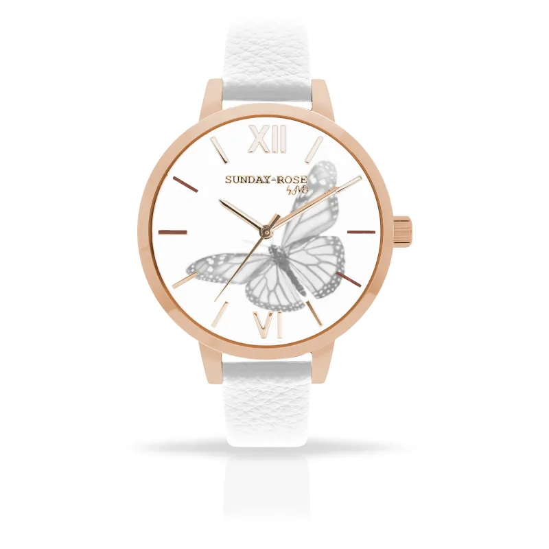 Dámské luxusní designové hodinky SUNDAY ROSE Alive BUTTERFLY SENSE