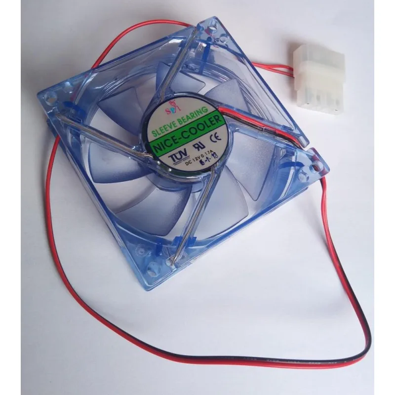 EUROCASE ventilátor 80mm, 12V/ 0, 17A, prosvětlený modrý (molex)…