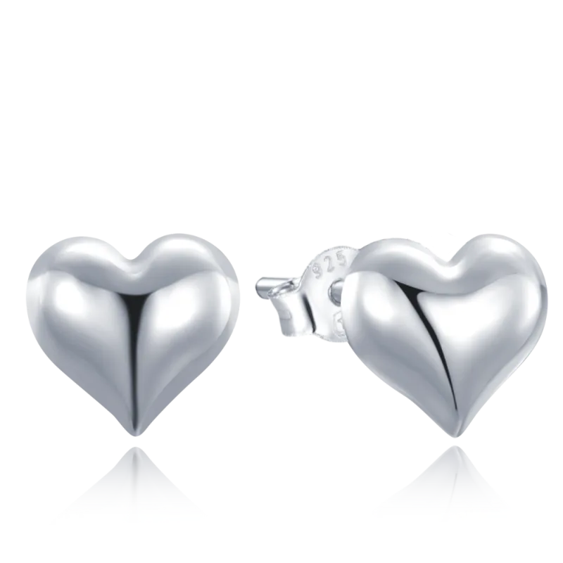 MINET Elegantní stříbrné náušnice srdce