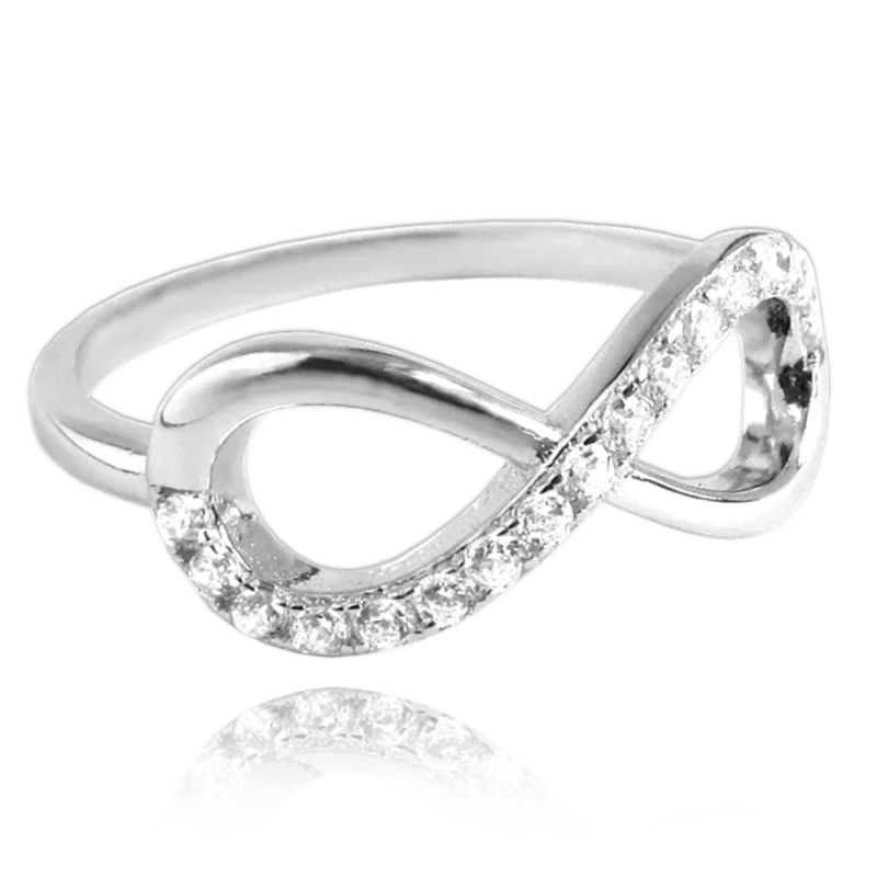 MINET Stříbrný prsten INFINITY s bílými zirkony vel. 58 JMAN0076SR58 SKLAD