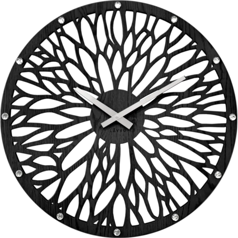 LAVVU Impozantní černé dřevěné hodiny LAVVU WOOD LCT1182