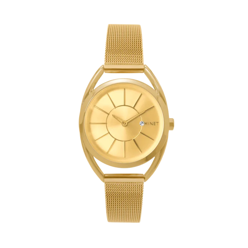 Zlaté dámské hodinky MINET ICON ALL GOLD MESH MWL5014