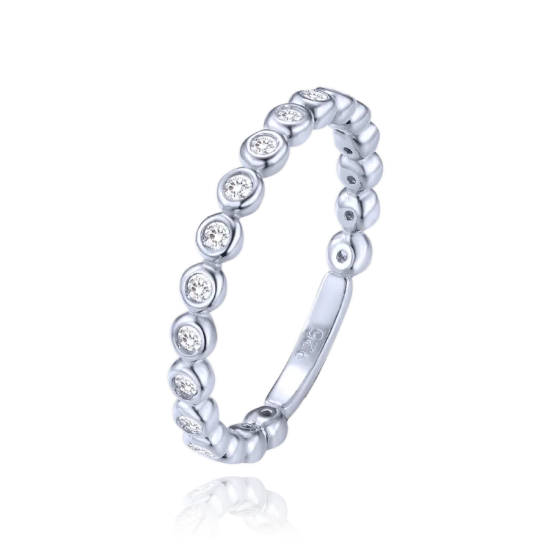 MINET Elegantní stříbrný prsten s bílými zirkony vel. 58 JMAN0640SR58