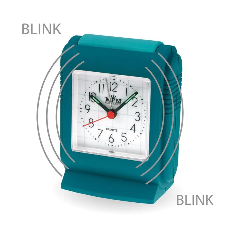 MPM Zelenomodrý analogový budík MPM C01.2796