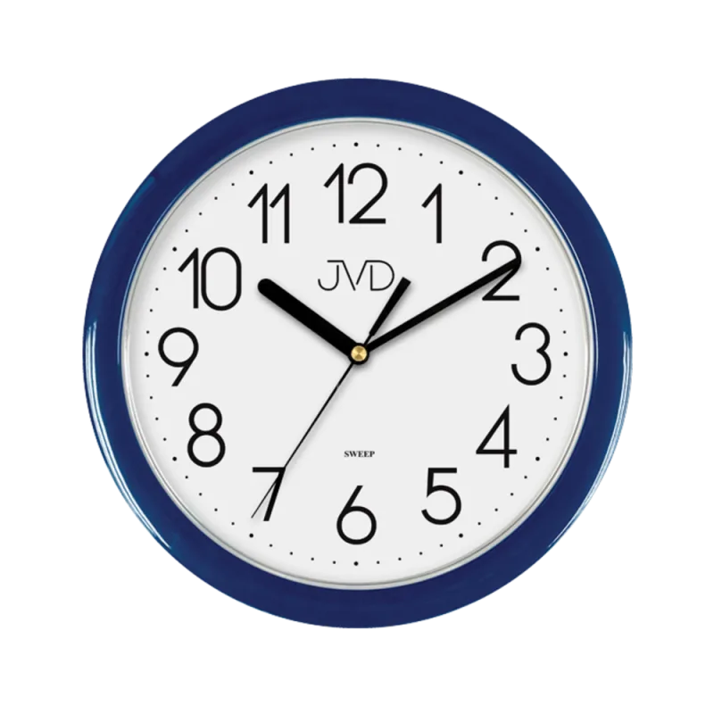 JVD Modré plastové nástěnné netikající tiché hodiny JVD sweep HP612.17