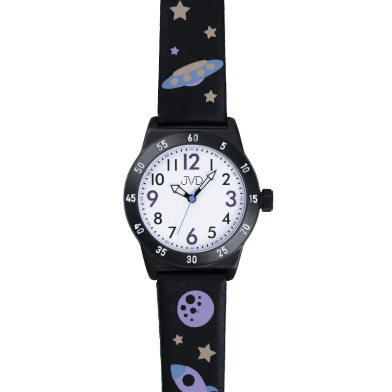 JVD Dětské chlapecké černé náramkové hodinky vesmír JVD J7225.3