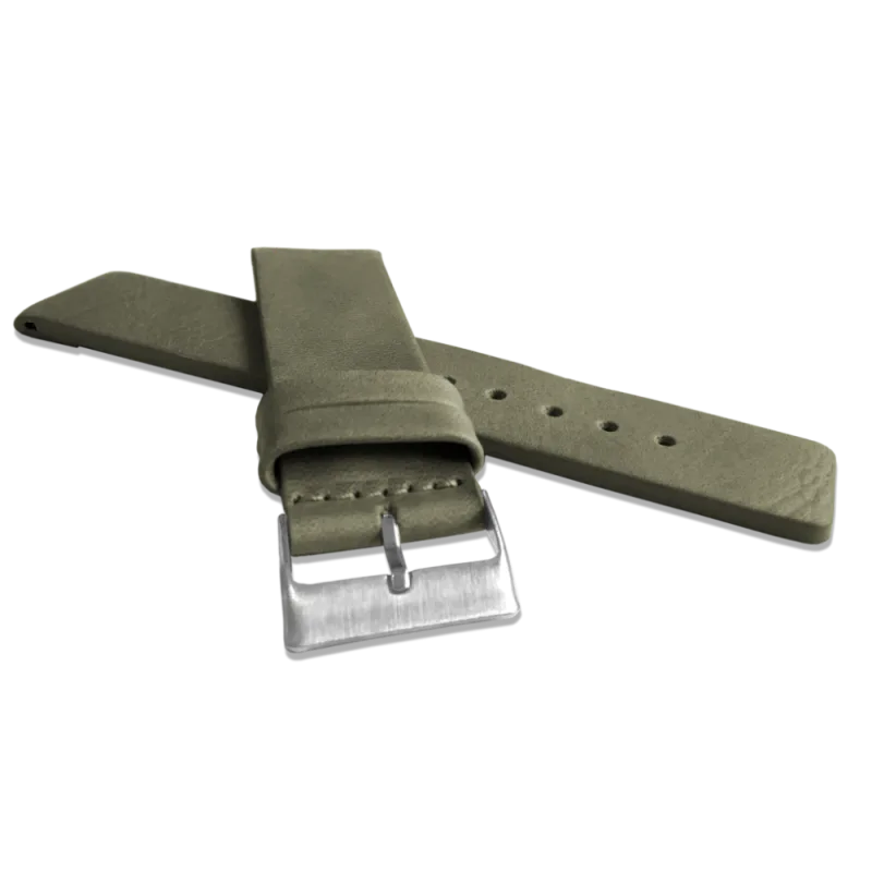 LAVVU Olivově zelený hladký řemínek LAVVU PLAIN z luxusní kůže Top Grain - 22 LSCUG22