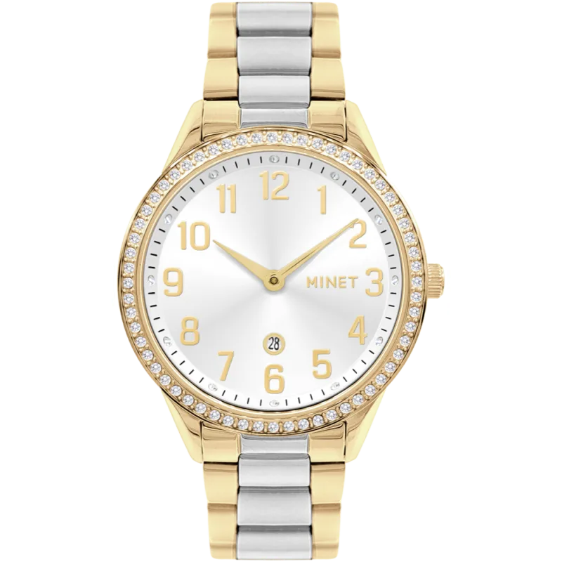 MINET Náramkové stříbrno-zlaté dámské hodinky AVENUE s čísly MWL5304