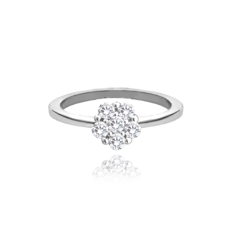 MINET Dětský stříbrný prsten KYTIČKA s bilými zirkony vel. 48