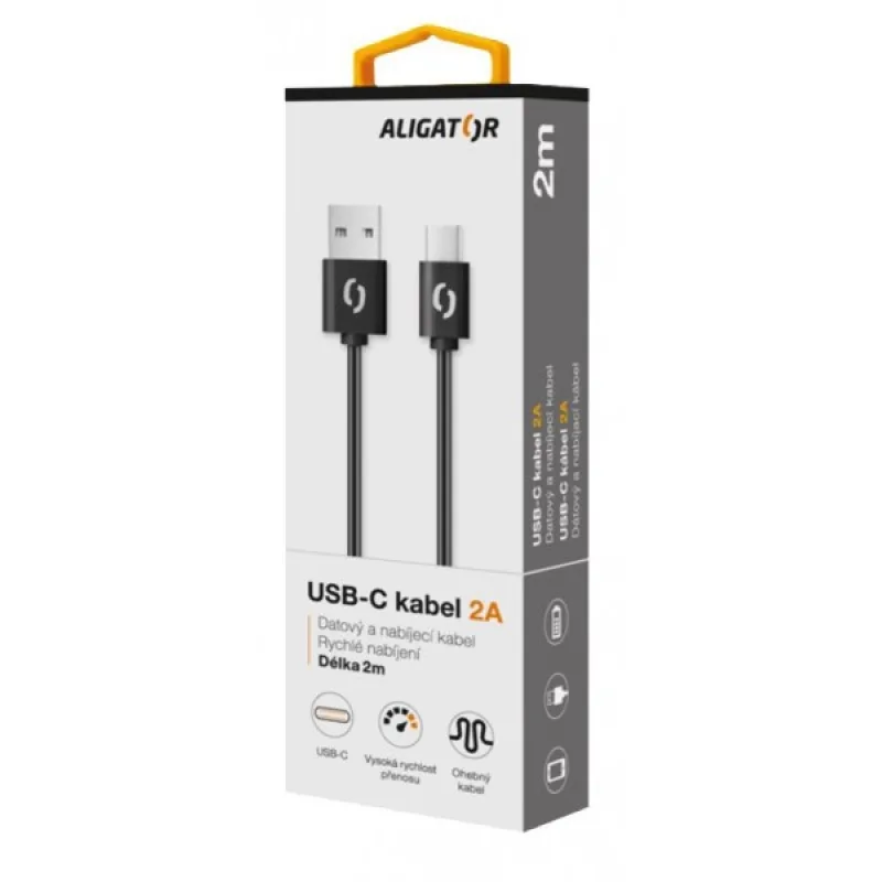 ALIGATOR Dátový kábel 2A USB-C 2 m čierny DAKA009
