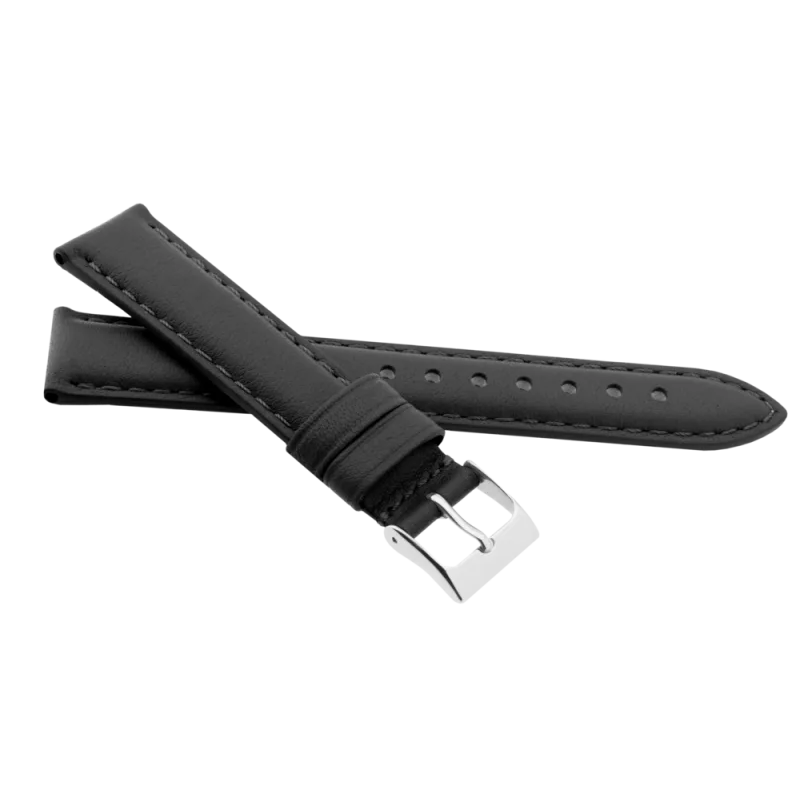 JVD Unisex černý kožený řemínek na hodinky R41301/18